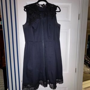 Elie Tahari Navy Dress with Black Lace Detail